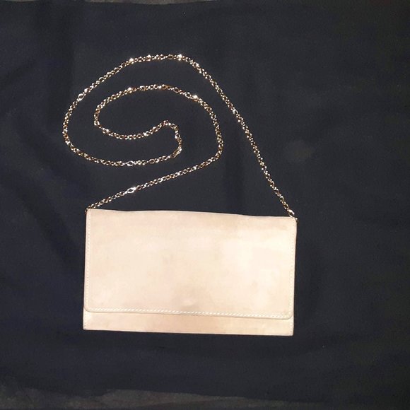 Barneys New York Handbags - Barneys New York Chained Crossbody Bag / Clutch Suede Taupe